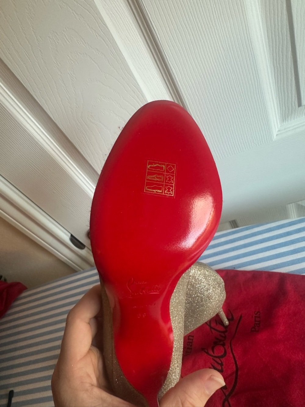 Christian Louboutin Fifi 100 Glitter Gold Stiletto Pumps New - Picture 7 of 7